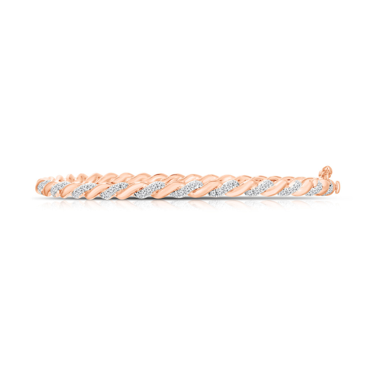 Twisted Gold and Diamond Bangle, 14K Rose Gold- URBAETIS Fine Jewelry