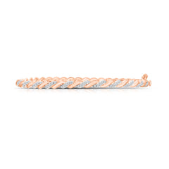 Twisted Gold and Diamond Bangle, 14K Rose Gold- URBAETIS Fine Jewelry