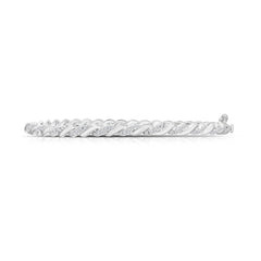 Twisted Gold and Diamond Bangle, 14K White Gold- URBAETIS Fine Jewelry