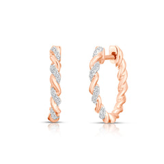 Twisted Gold and Diamond Huggies, 14K Rose Gold- URBAETIS Fine Jewelry