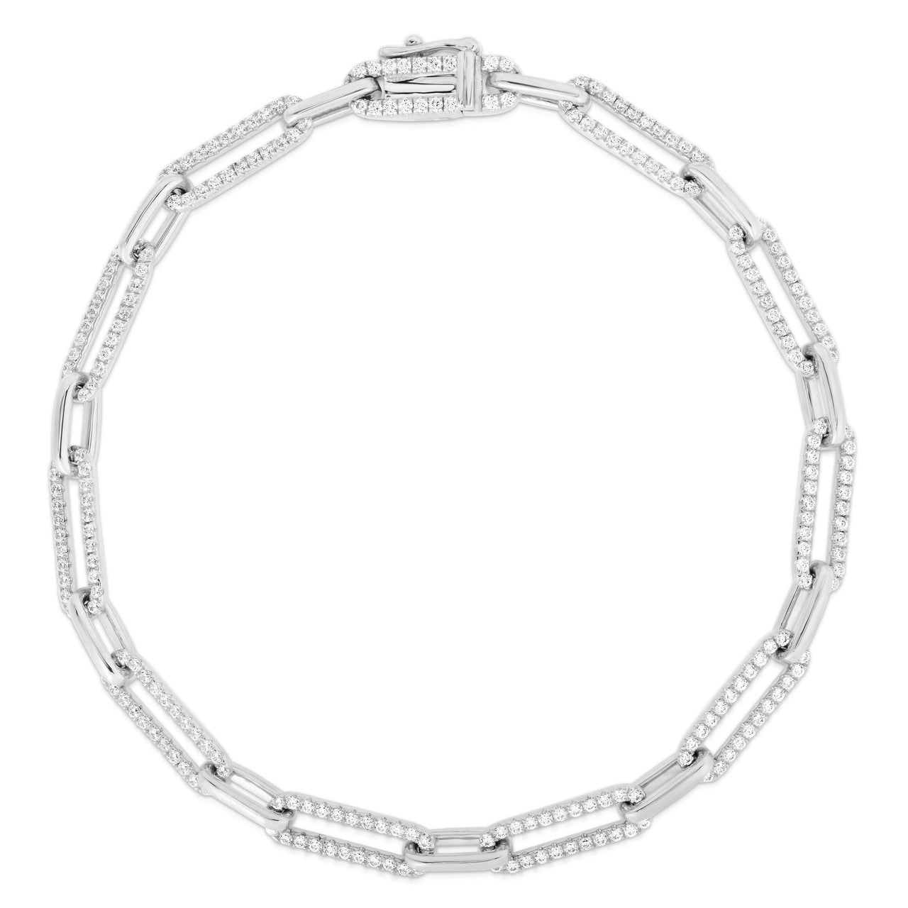 Gold and Diamond Long Link Chain Bracelet, 14k white gold, 1.32 carats - URBAETIS Fine Jewelry