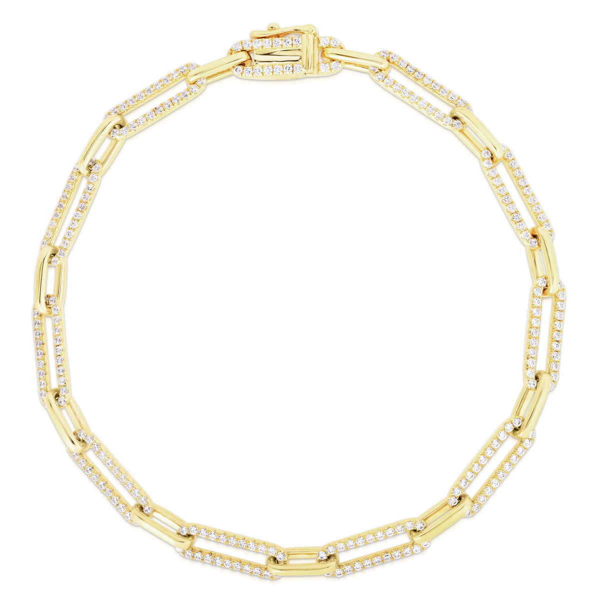 Gold and Diamond Long Link Chain Bracelet, 14k yellow gold, 1.32 carats - URBAETIS Fine Jewelry