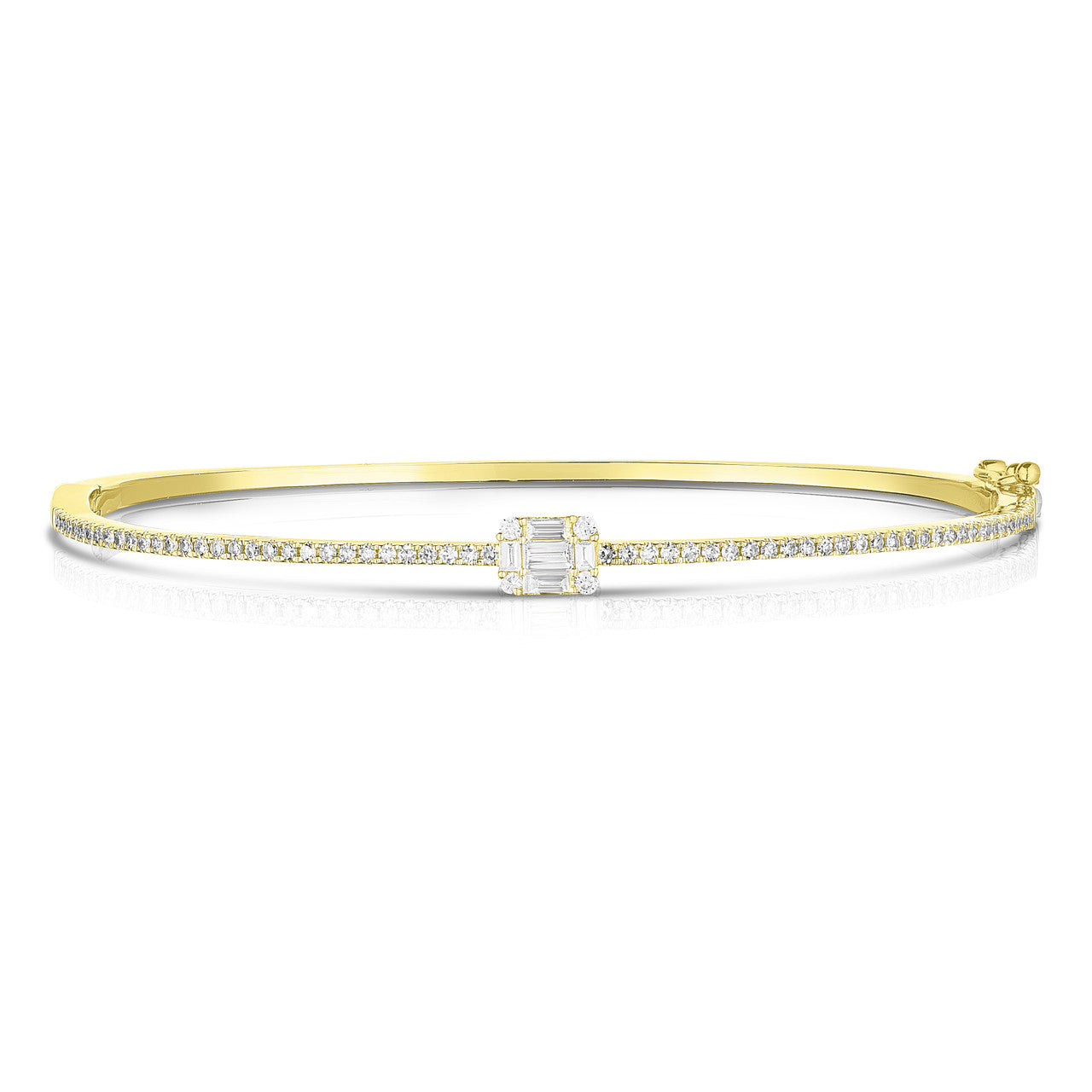 Emerald Illusion Center Pave Bangle, 14k yellow gold - URBAETIS Fine Jewelry