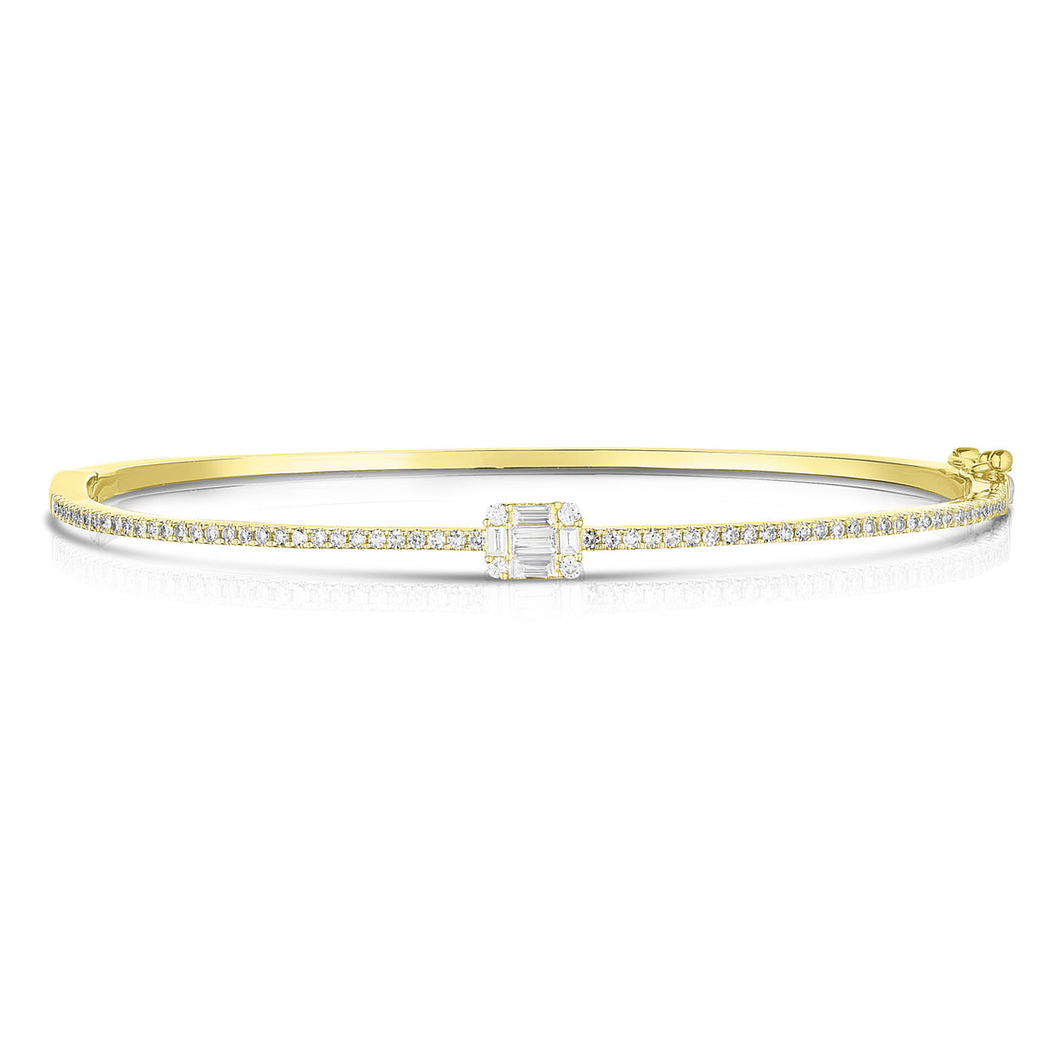 Emerald Illusion Center Pave Bangle, 14k yellow gold - URBAETIS Fine Jewelry