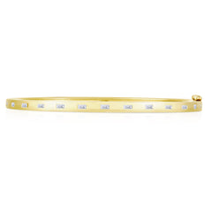 Inlay Baguette Diamond Bangle, 14K Yellow Gold- URBAETIS Fine Jewelry