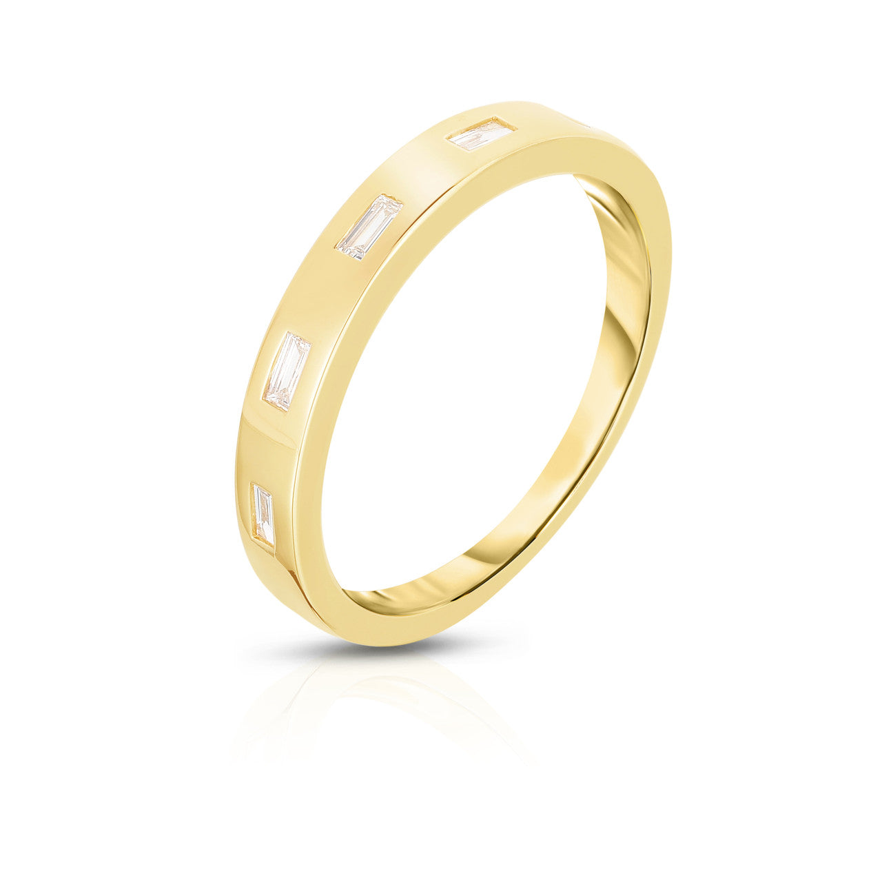 Flush Set Baguette Diamond Ring, 14k yellow gold - URBAETIS Fine Jewelry