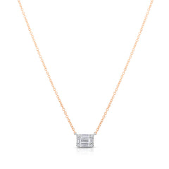 Emerald Illusion Necklace with Basket, 14K Rose Gold- URBAETIS Fine Jewelry