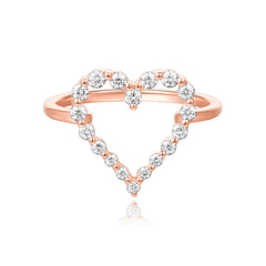 Graduated Diamond Single Prong Heart Ring 14K Rose Gold- URBAETIS Fine Jewelry