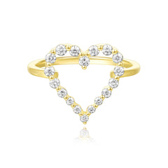 Graduated Diamond Single Prong Heart Ring 14K Yellow Gold- URBAETIS Fine Jewelry