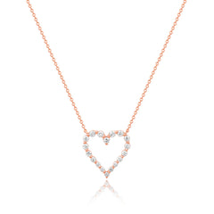 Graduated Diamond Single Prong Heart Necklace, 14K Rose Gold- URBAETIS Fine Jewelry