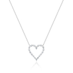 Graduated Diamond Single Prong Heart Necklace, 14K White Gold- URBAETIS Fine Jewelry