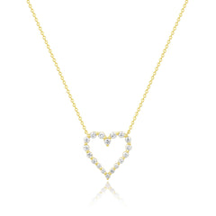 Graduated Diamond Single Prong Heart Necklace, 14K Yellow Gold- URBAETIS Fine Jewelry