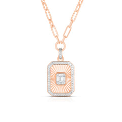 Fluted Emerald Illusion Dog Tag Necklace, 14k rose gold - URBAETIS Fine Jewelry