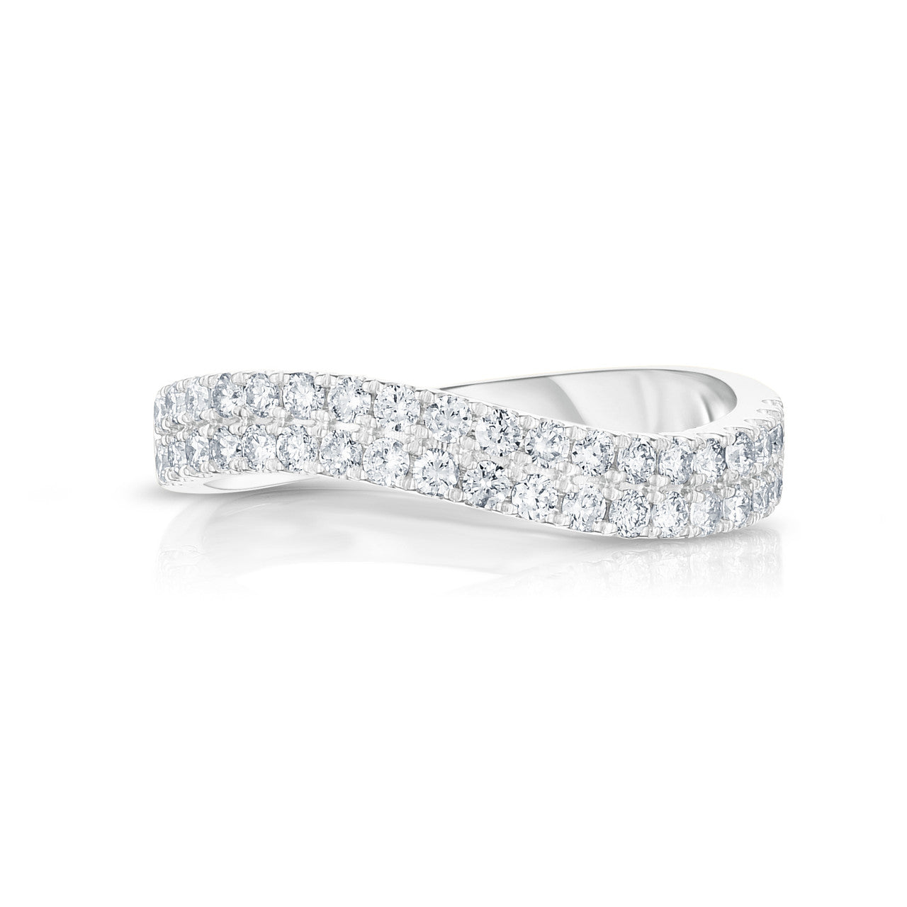 Diamond Curved Ring, 14K White Gold- URBAETIS Fine Jewelry