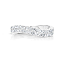 Diamond Curved Ring, 14K White Gold- URBAETIS Fine Jewelry