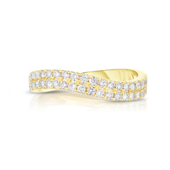 Diamond Curved Ring, 14K Yellow Gold- URBAETIS Fine Jewelry