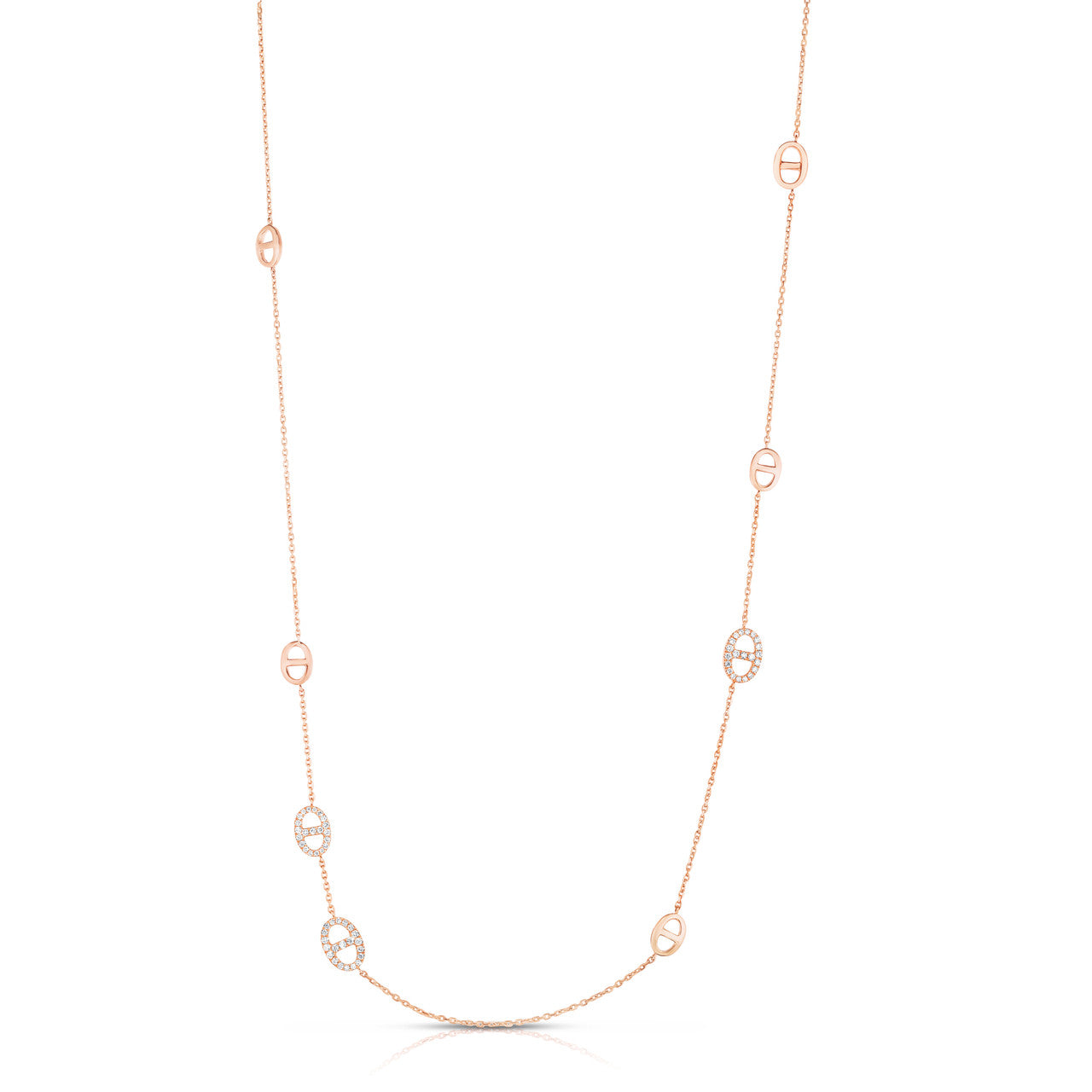 30" Diamond Mariner Chain, 14K Rose Gold- URBAETIS Fine Jewelry