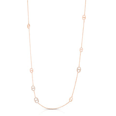 30" Diamond Mariner Chain, 14K Rose Gold- URBAETIS Fine Jewelry