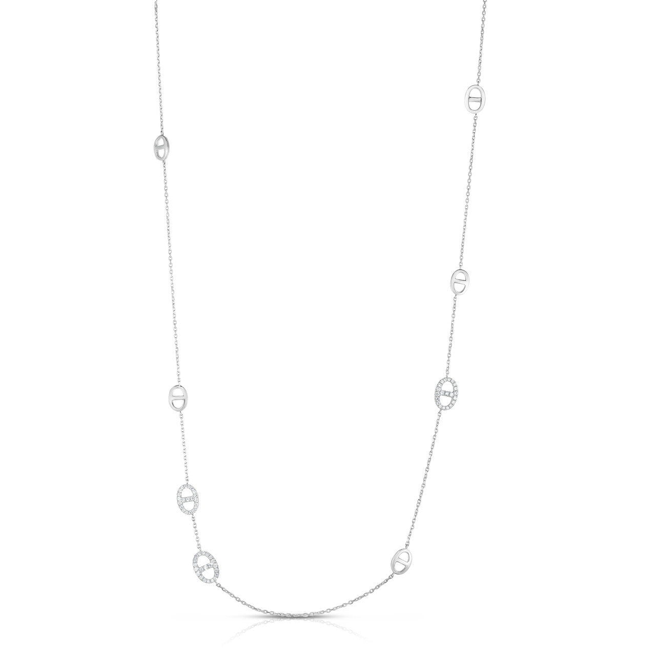 30" Diamond Mariner Chain, 14K White Gold- URBAETIS Fine Jewelry