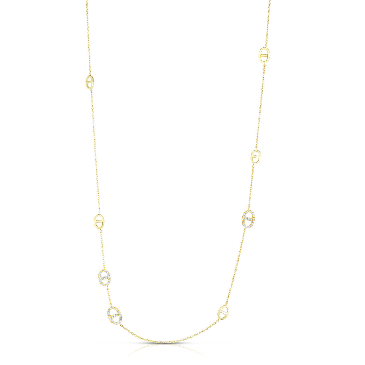 30" Diamond Mariner Chain, 14K Yellow Gold- URBAETIS Fine Jewelry