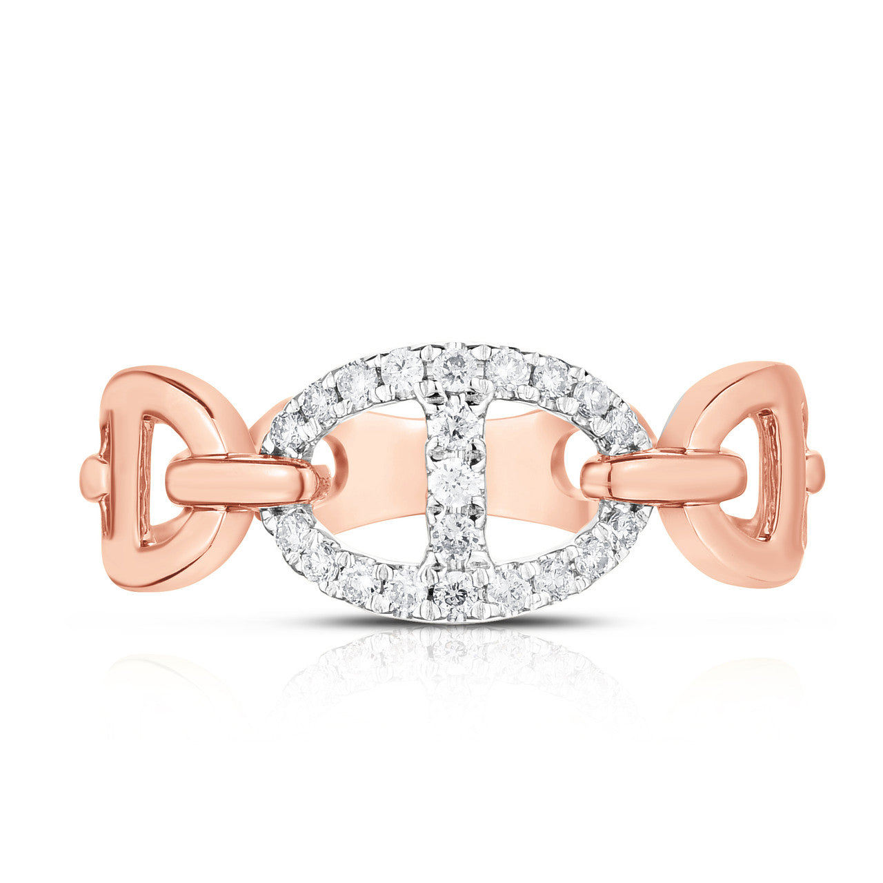 Diamond Mariner Chain Ring, 14K Rose Gold - URBAETIS Fine Jewelry