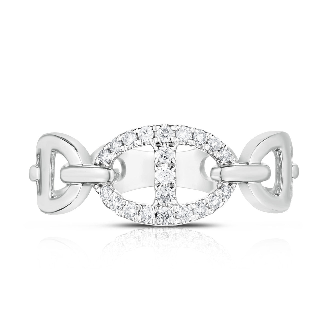Diamond Mariner Chain Ring, 14K White Gold - URBAETIS Fine Jewelry