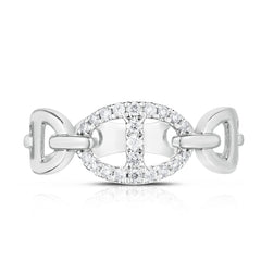 Diamond Mariner Chain Ring, 14K White Gold - URBAETIS Fine Jewelry