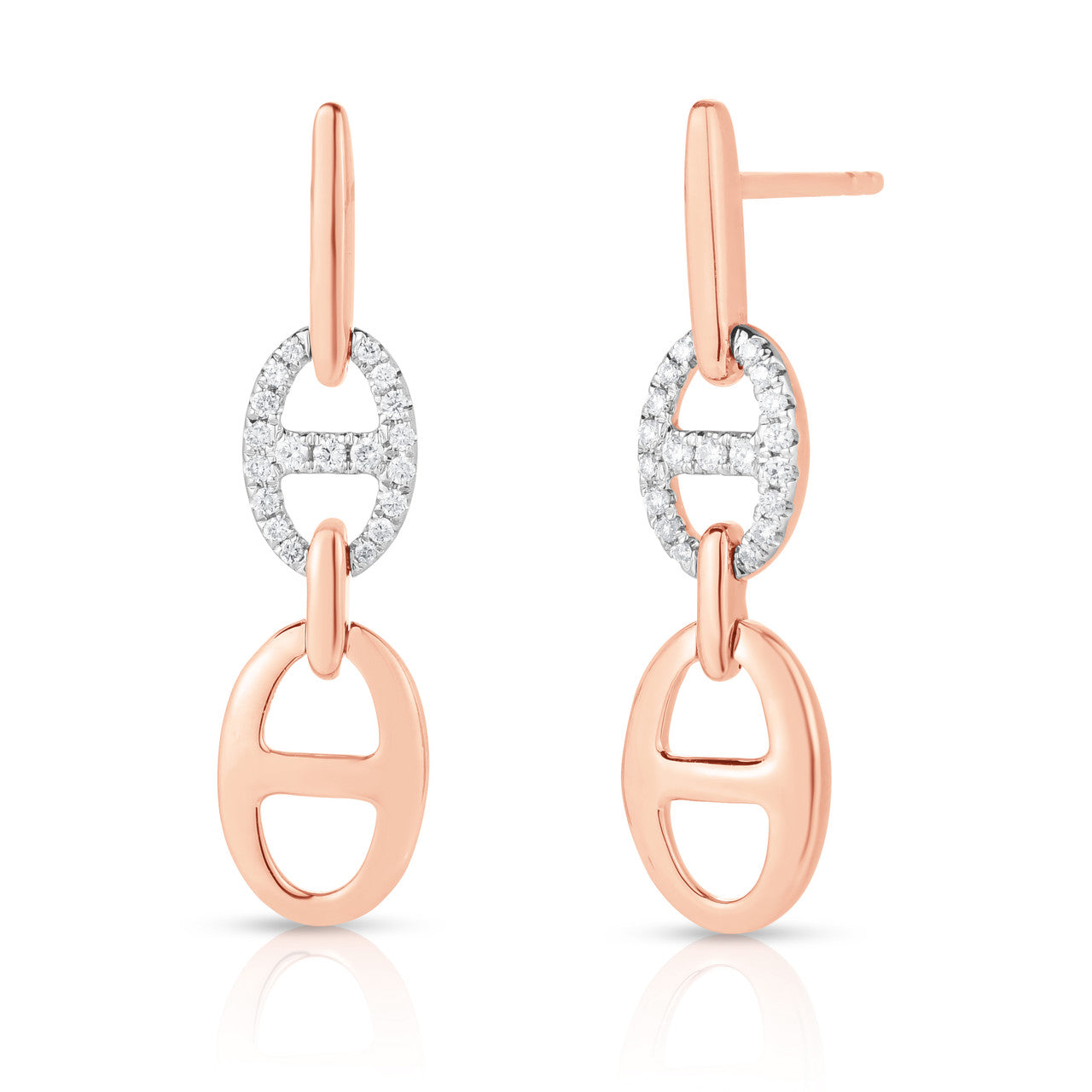 Diamond Mariner Drop Earrings, 14K Rose Gold- URBAETIS Fine Jewelry