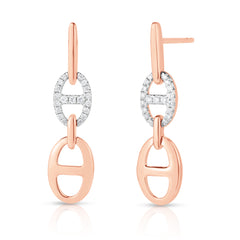 Diamond Mariner Drop Earrings, 14K Rose Gold- URBAETIS Fine Jewelry