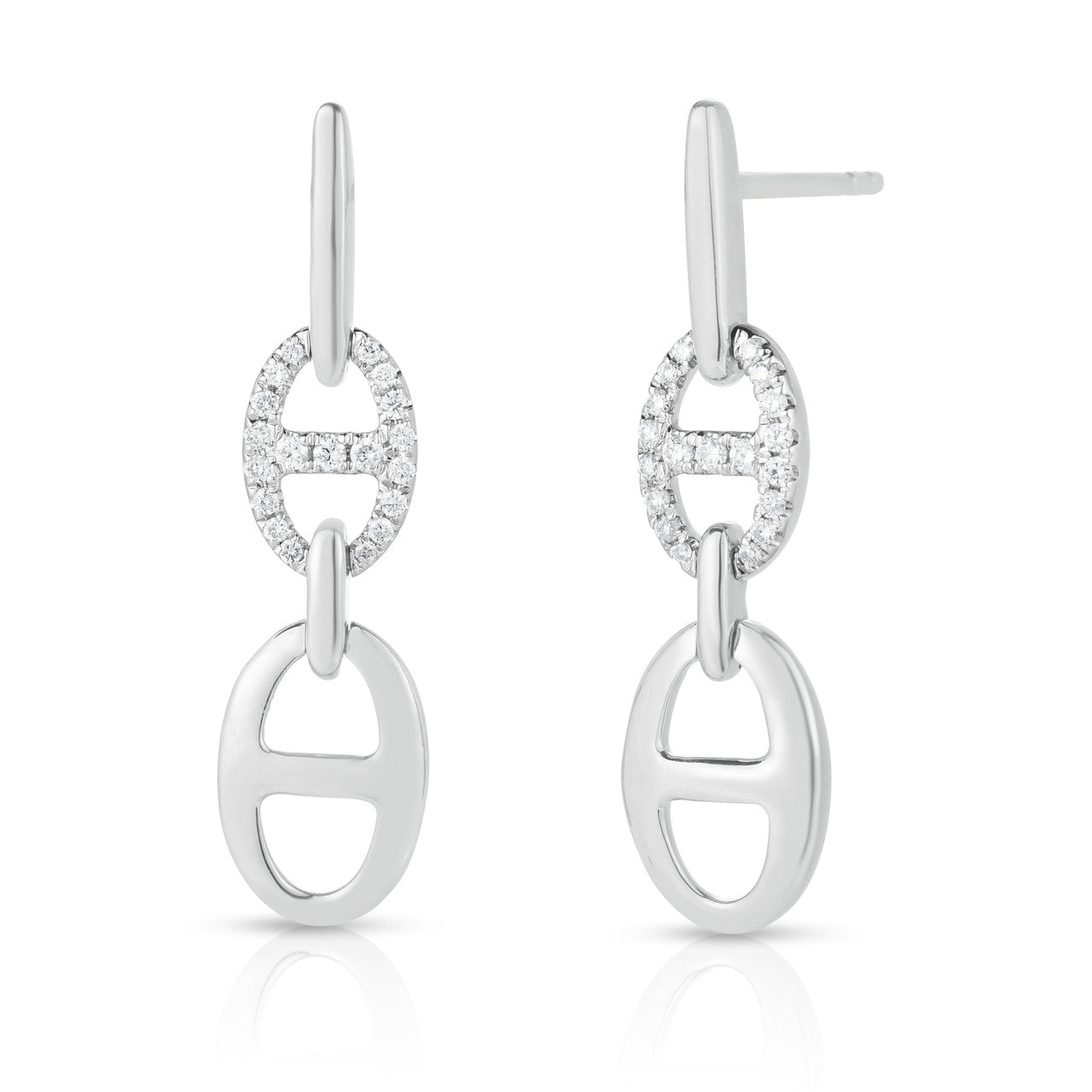 Diamond Mariner Drop Earrings, 14K White Gold- URBAETIS Fine Jewelry