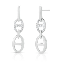 Diamond Mariner Drop Earrings, 14K White Gold- URBAETIS Fine Jewelry