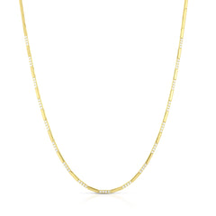 Pave Diamond Gold Bar Tennis Necklace, 14K Yellow Gold- URBAETIS Fine Jewelry