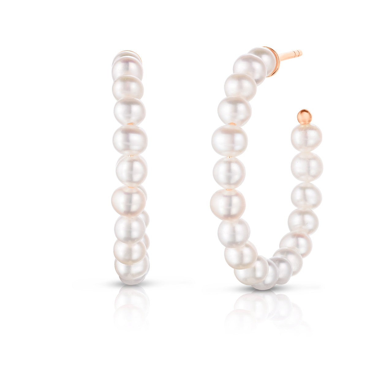 Freshwater Pearl Hoops, 14K Rose Gold- URBAETIS Fine Jewelry