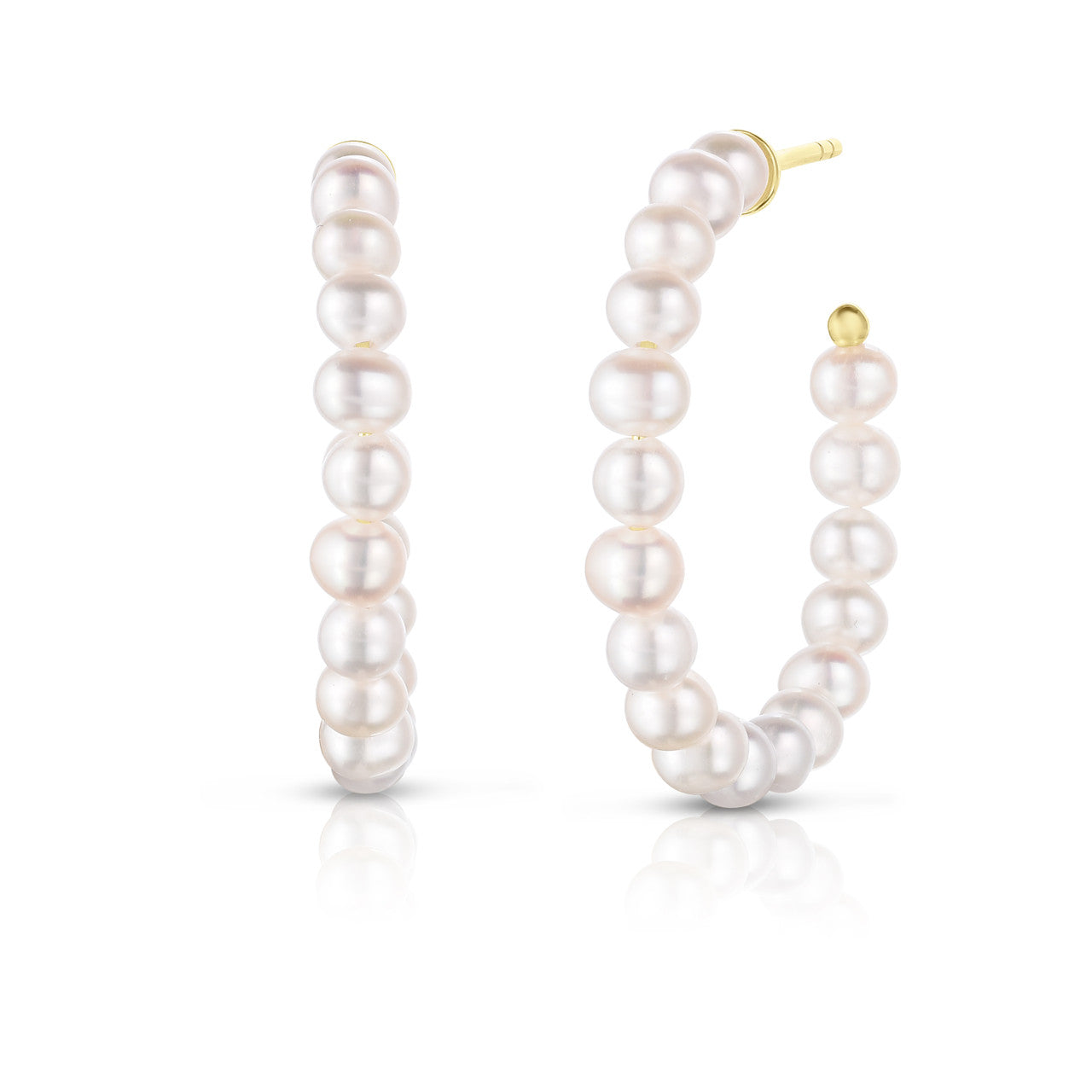 Freshwater Pearl Hoops, 14K Yellow Gold- URBAETIS Fine Jewelry