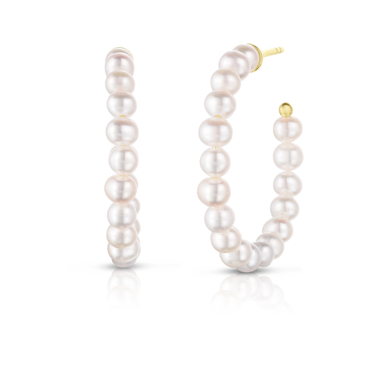 Freshwater Pearl Hoops, 14K Yellow Gold- URBAETIS Fine Jewelry