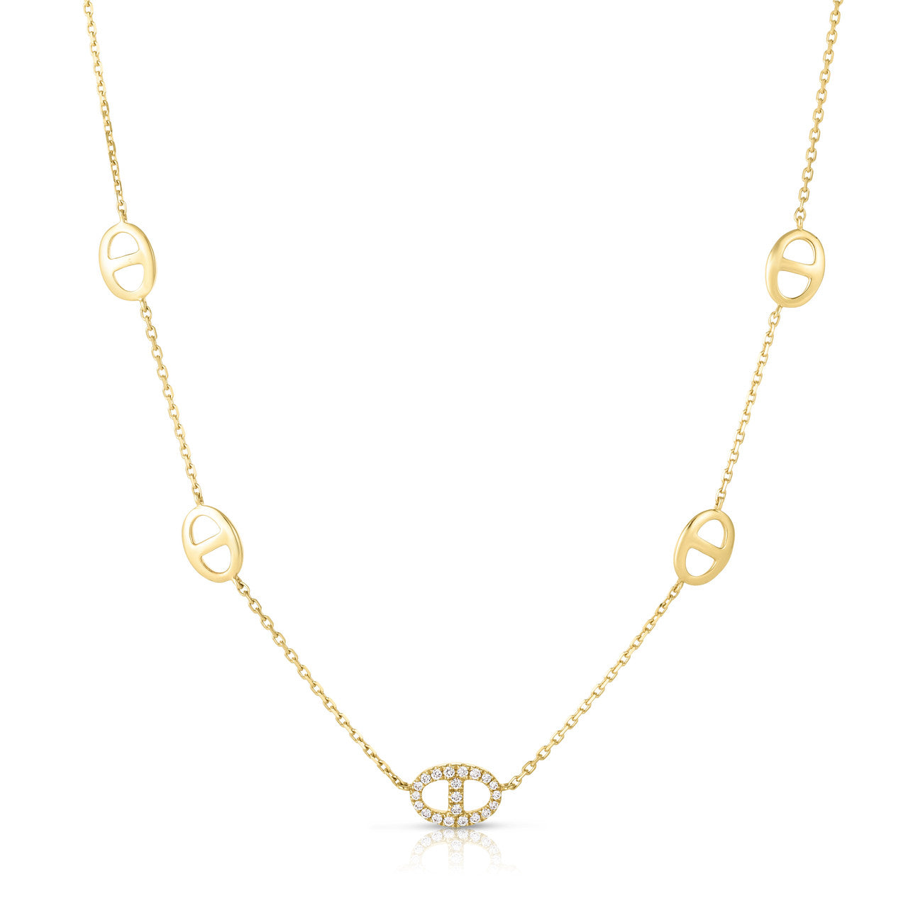 Diamond Mariner Chain, 14K Yellow Gold- URBAETIS Fine Jewelry