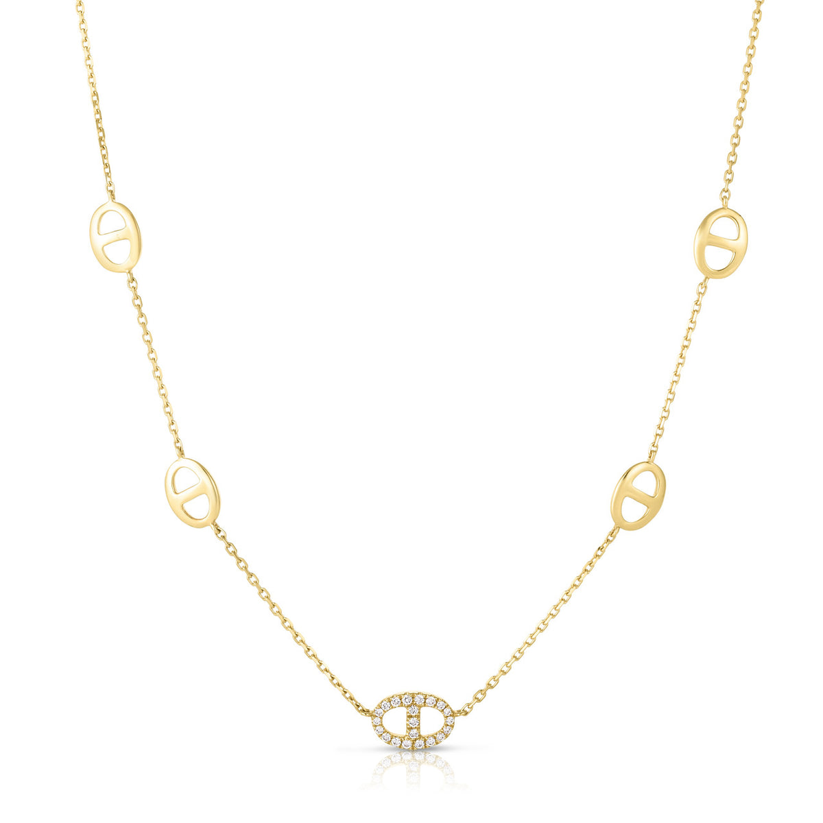 Diamond Mariner Chain, 14K Yellow Gold- URBAETIS Fine Jewelry