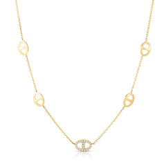 Diamond Mariner Chain, 14K Yellow Gold- URBAETIS Fine Jewelry
