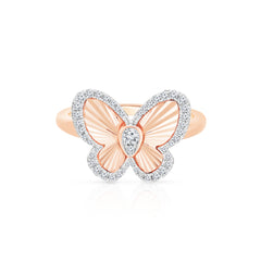 Fluted Pear Illusion Diamond Butterfly Ring, 14K Rose Gold- URBAETIS Fine Jewelry
