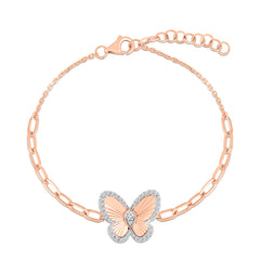 Fluted Pear Illusion Diamond Butterfly Bracelet, 14K Rose Gold- URBAETIS Fine Jewelry