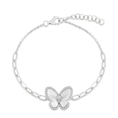 Fluted Pear Illusion Diamond Butterfly Bracelet, 14K White Gold- URBAETIS Fine Jewelry