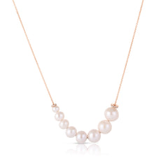 Graduated Pearl and Diamond Necklace, 14K Rose Gold- URBAETIS Fine Jewelry