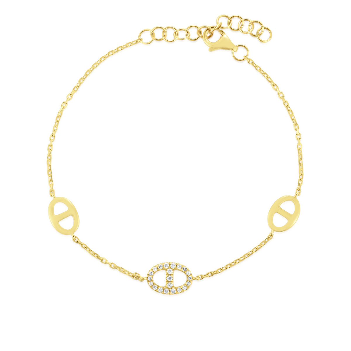 Diamond Mariner Bracelet, 14K Yellow Gold- URBAETIS Fine Jewelry