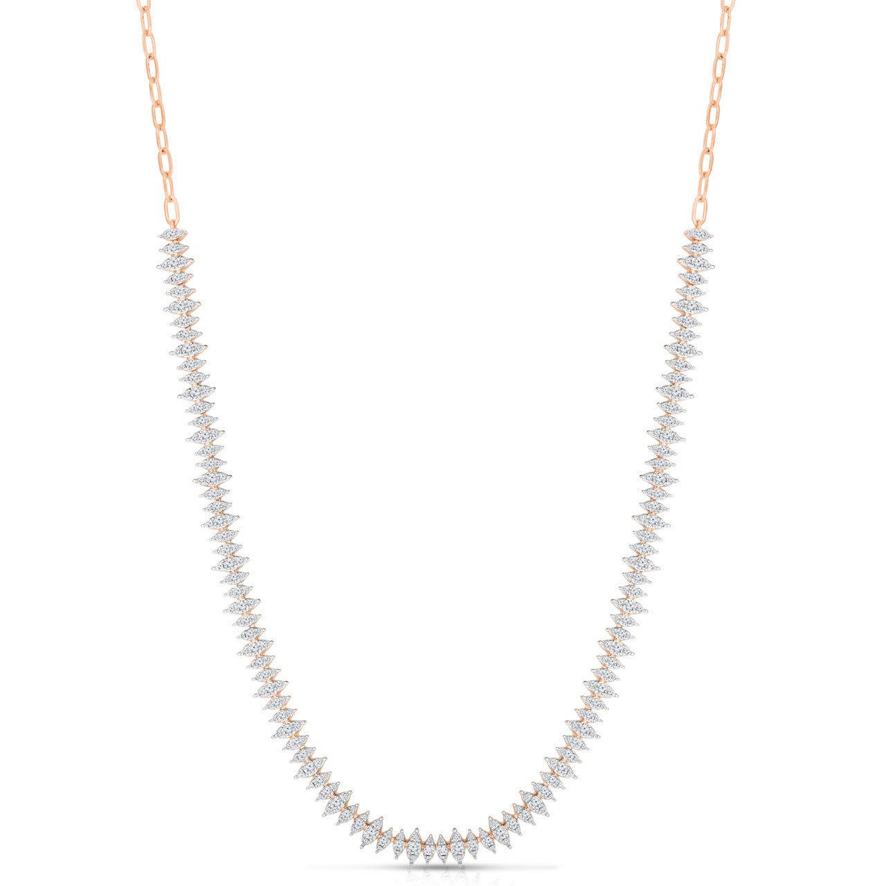 Marquise illusion Diamond Tennis Necklace, 14K Rose Gold- URBAETIS Fine Jewelry