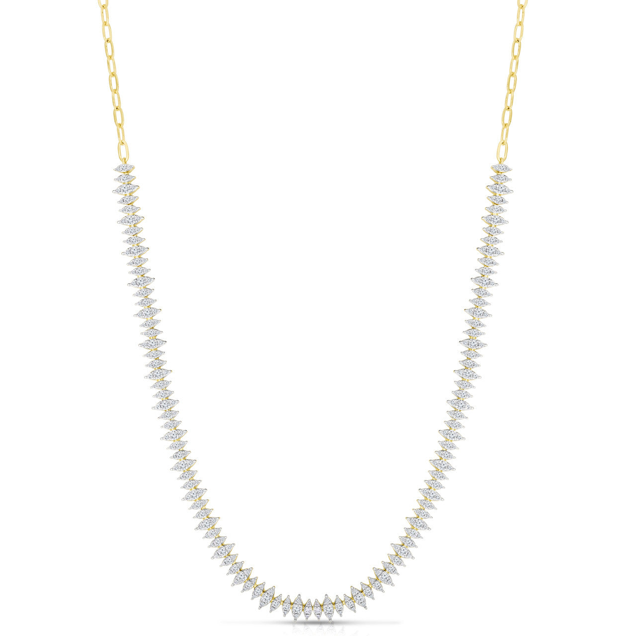 Marquise illusion Diamond Tennis Necklace, 14K Yellow Gold- URBAETIS Fine Jewelry