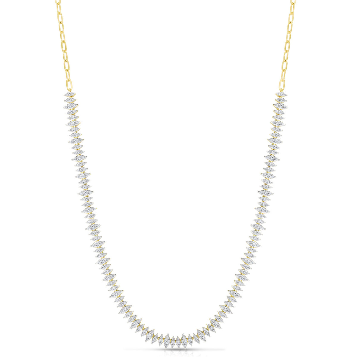 Marquise illusion Diamond Tennis Necklace, 14K Yellow Gold- URBAETIS Fine Jewelry