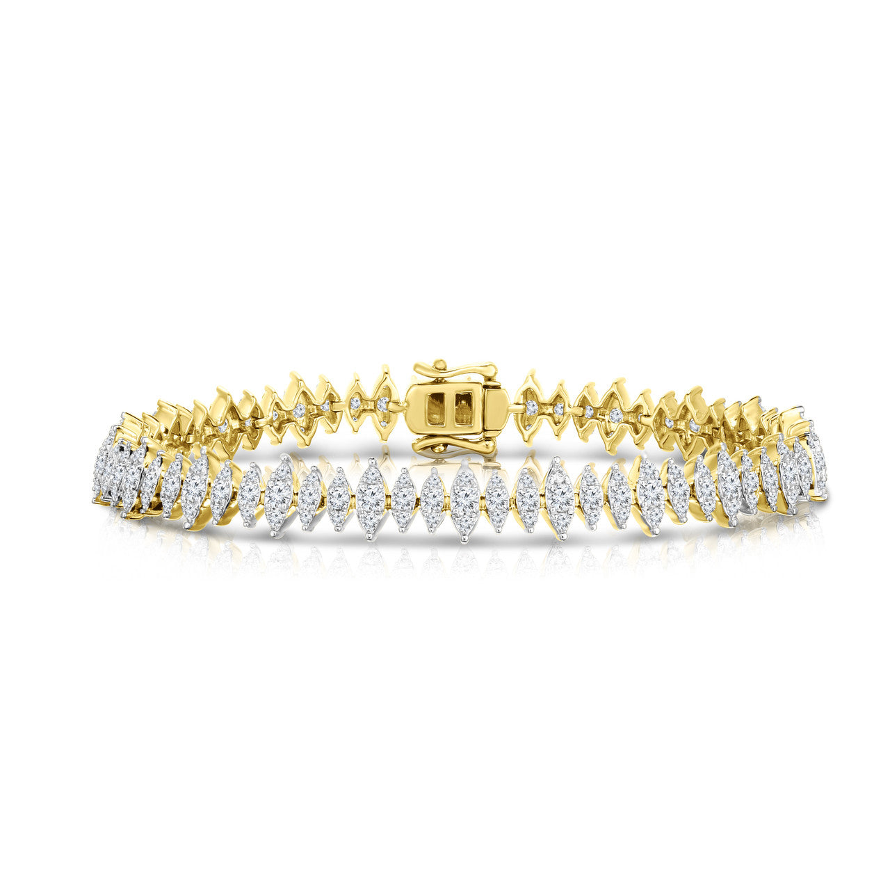 Marquise Illusion Diamond Tennis Bracelet, 14K Yellow Gold- URBAETIS Fine Jewelry
