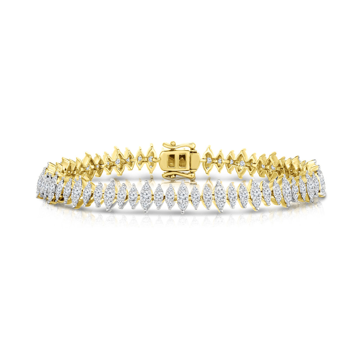 Marquise Illusion Diamond Tennis Bracelet, 14K Yellow Gold- URBAETIS Fine Jewelry