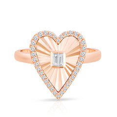 Fluted Baguette and Diamond Rose Ring, 14K Yellow- URBAETIS Fine Jewelry