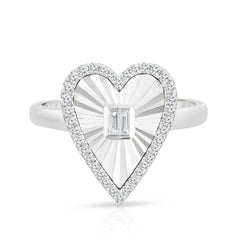 Fluted Baguette and Diamond White Ring, 14K Yellow- URBAETIS Fine Jewelry
